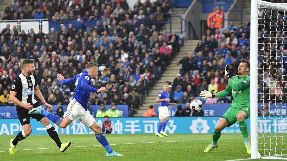 Jamie Vardy: Leicester forward scores his second against Newcastle