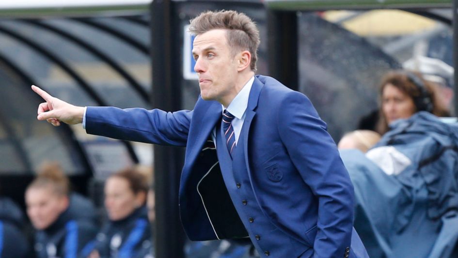 Phil Neville during his first match in charge of England Women