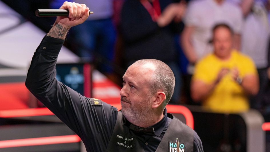 A rare moment of emotion from the victorious Mark Williams