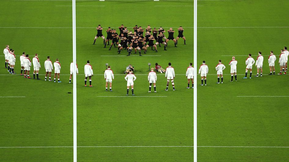 England confronted the New Zealand Haka by standing in a V, with captain Owen Farrell smiling throughout