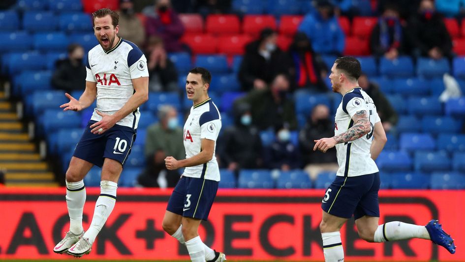Harry Kane celebrates for Spurs