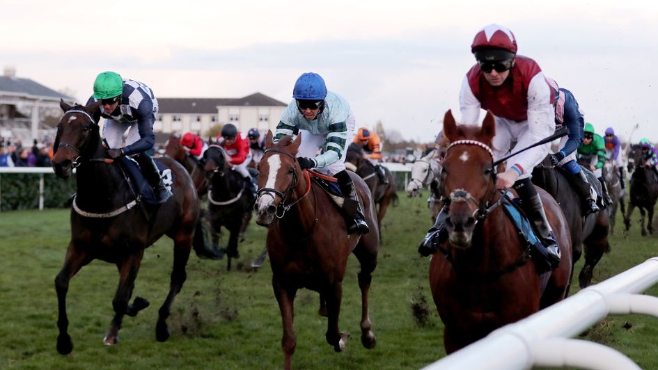 Royal Line (right) pulls clear to win the November Handicap