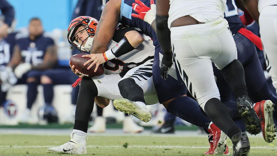 Joe Burrow is sacked against the Titans