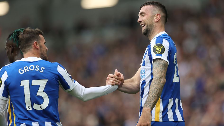 Shane Duffy celebrates with Pascal Gross