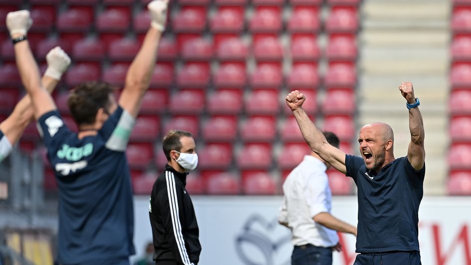 Hoffenheim coach Alfred Schreuder celebrates