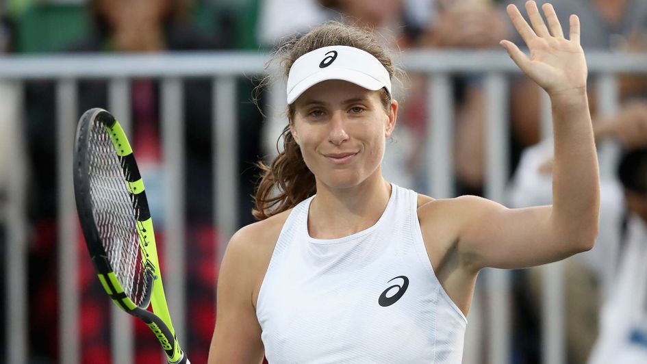 Johanna Konta celebrates victory