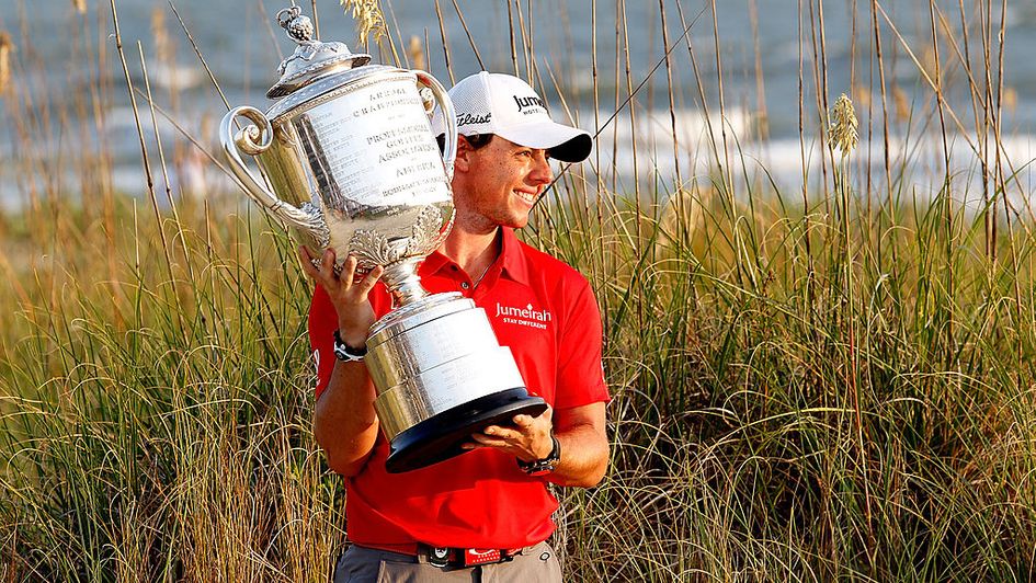 Rory McIlroy with the Wanamaker Trophy