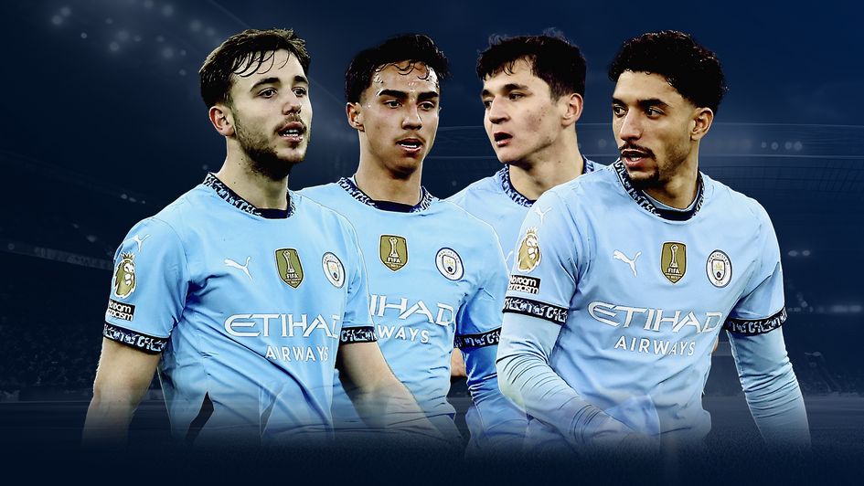 Manchester City's January signings Nico Gonzalez, Vitor Reis, Abdukodir Khusanov and Omar Marmoush