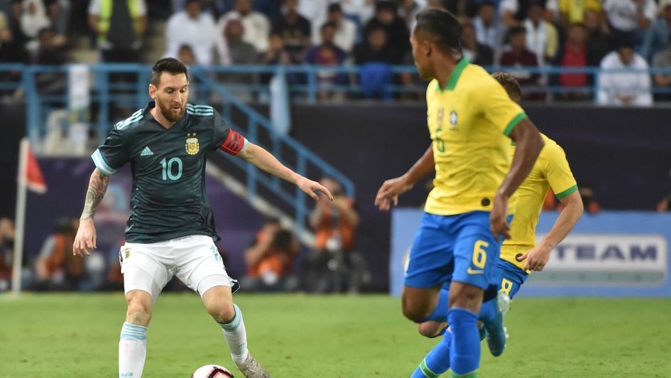 Lionel Messi in action against Brazil