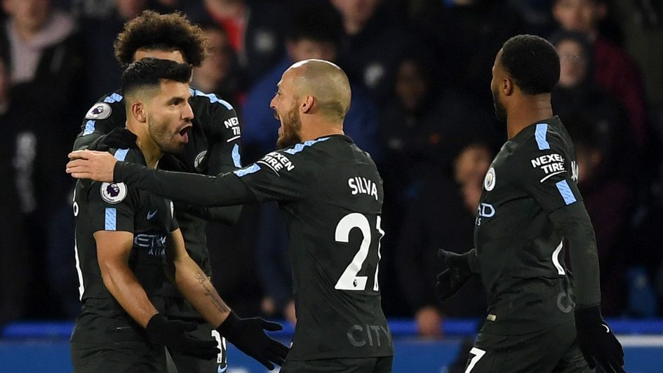 Sergio Aguero and his City team-mates celebrate