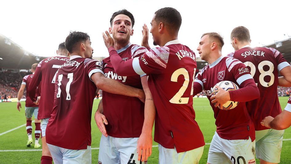 West Ham celebrate a goal against Southampton