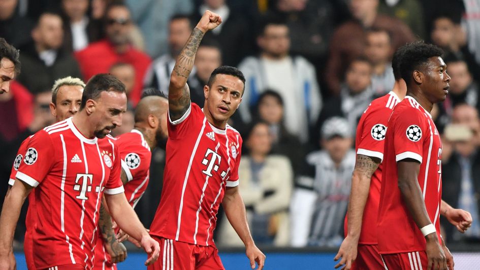 Thiago Alcantara and Bayern Munich celebrate