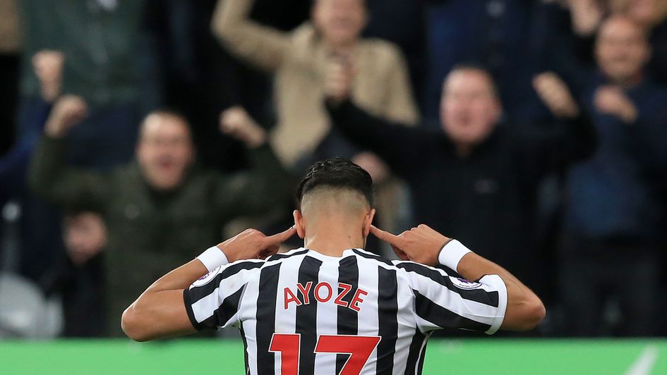 Ayoze Perez celebrates his goal for Newcastle