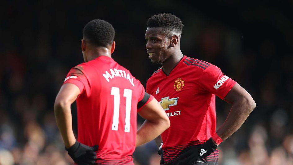 Paul Pogba and Anthony Martial in action for Manchester United