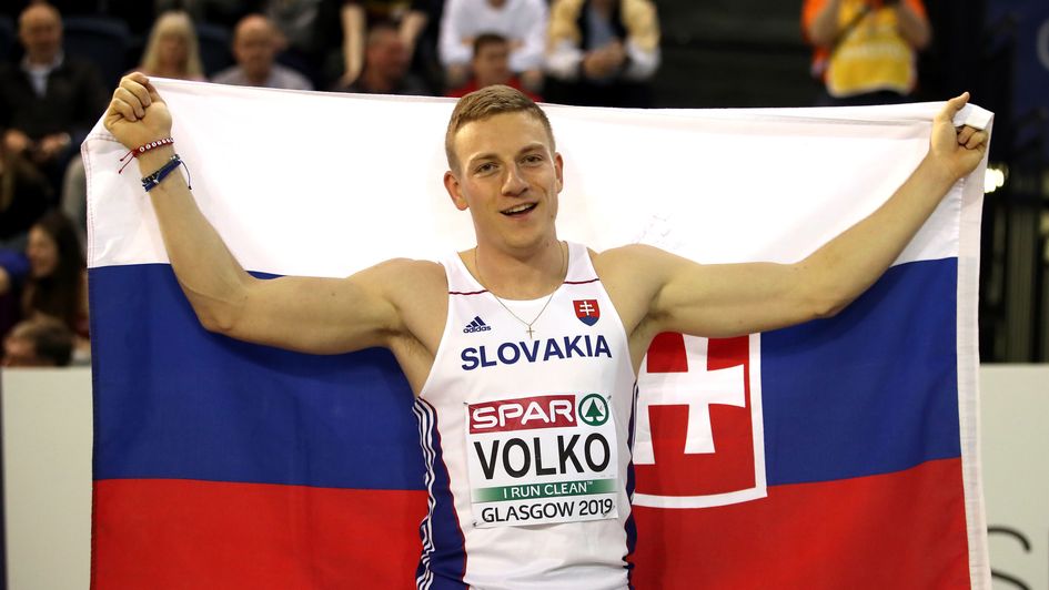 Slovakia's Jan Volko celebrates winning gold