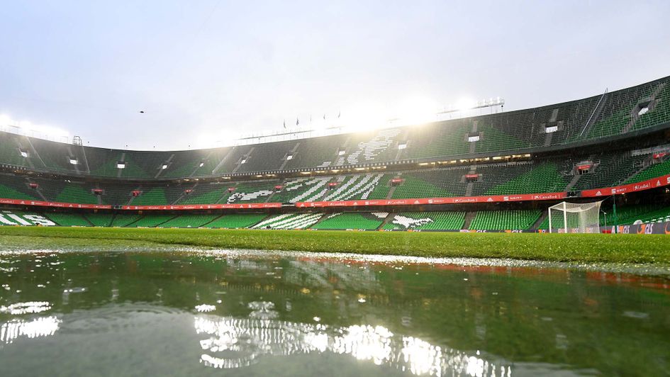 Real Betis stadium in Seville after some heavy rain