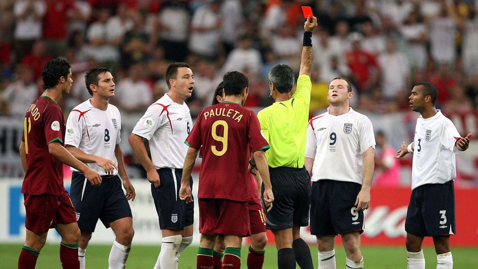Wayne Rooney sent off against Portugal in the 2006 World Cup