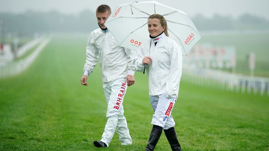 Hollie Doyle and Tom Marquand at a soggy Epsom on Friday