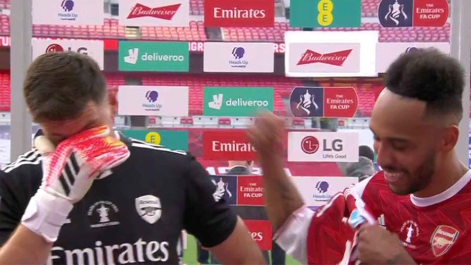 Emiliano Martínez can't hold back the tears after winning the FA Cup