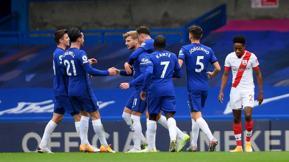 Chelsea celebrate Timo Werner's goal against Southampton