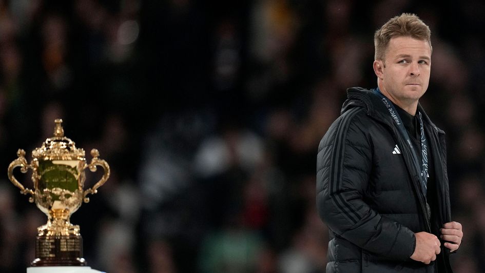 New Zealand captain Sam Cane looks on at the presentation