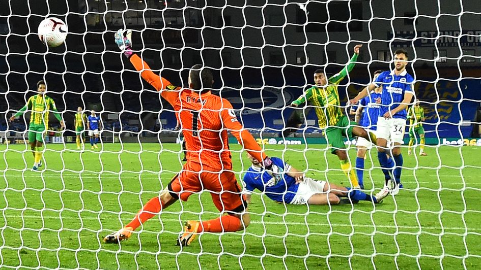 West Brom's Karlan Grant (third right) scores