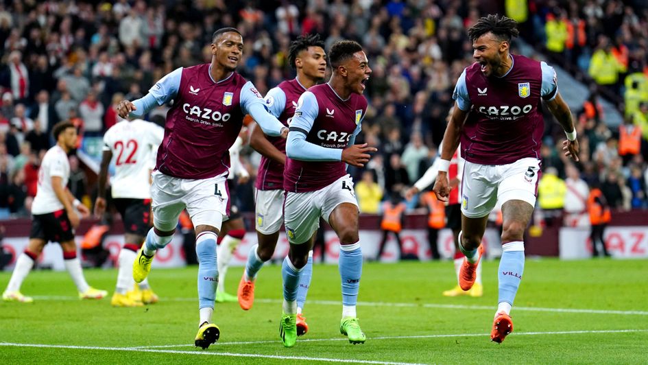 Jacob Ramsey (centre) celebrates Villa's winner