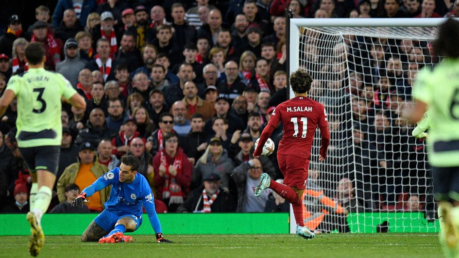 Mohamed Salah scores against Manchester City