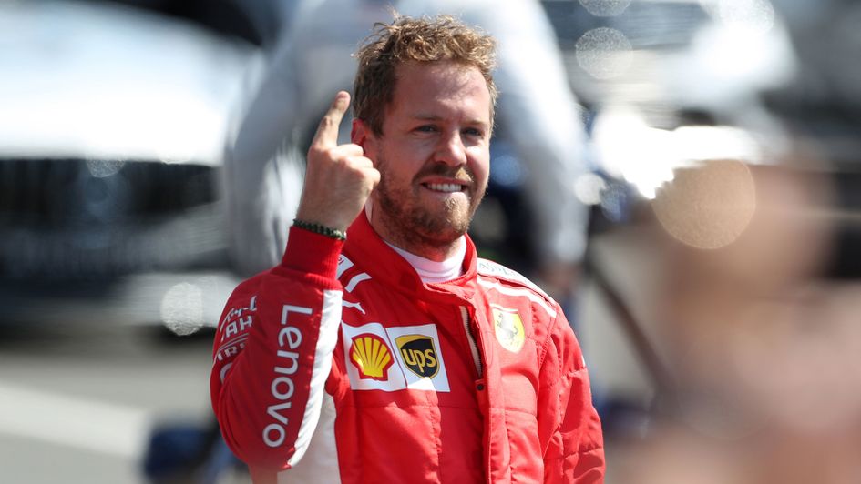 Vettel celebrates his win at Silverstone