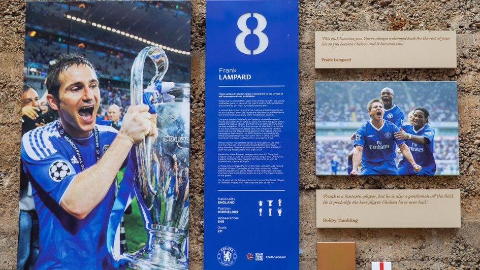 Frank Lampard features on the legends wall at Stamford Bridge