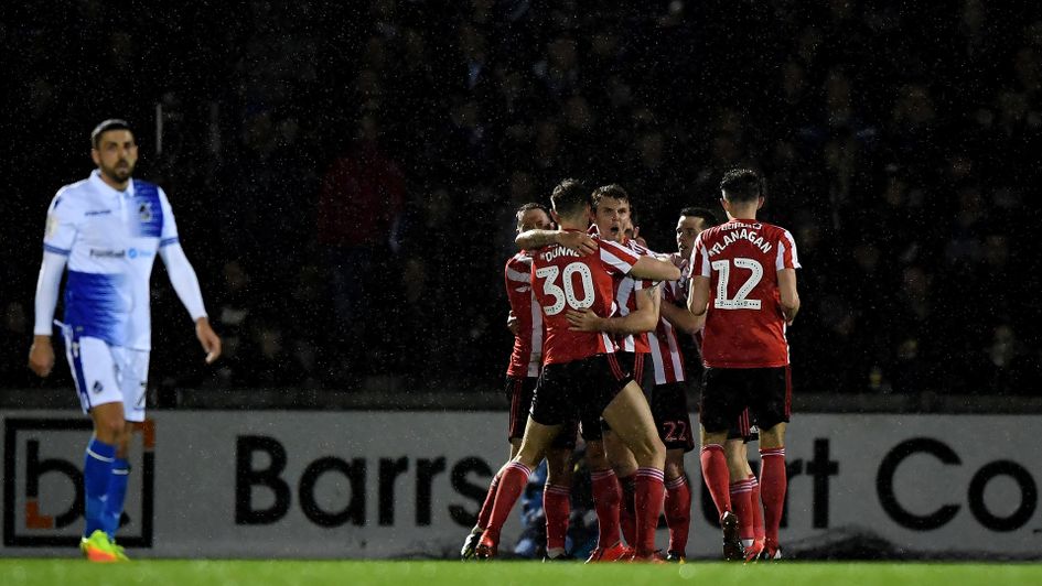 Sunderland celebrate Will Grigg's goal against Bristol Rovers