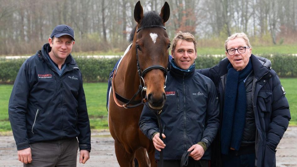 The Jukebox Man with Ben Pauling, work rider Ollie Wardle and Harry Redknapp