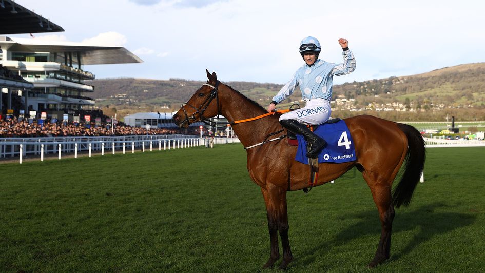 Rachael Blackmore celebrates on Honeysuckle