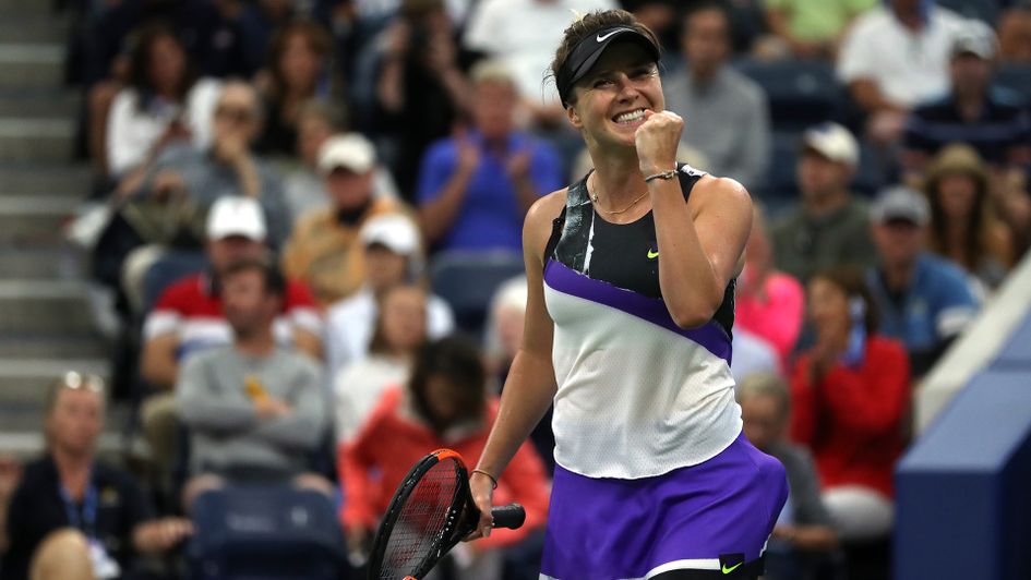Elina Svitolina celebrates after victory over Venus Williams