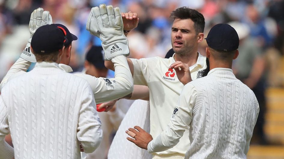 James Anderson celebrates for England
