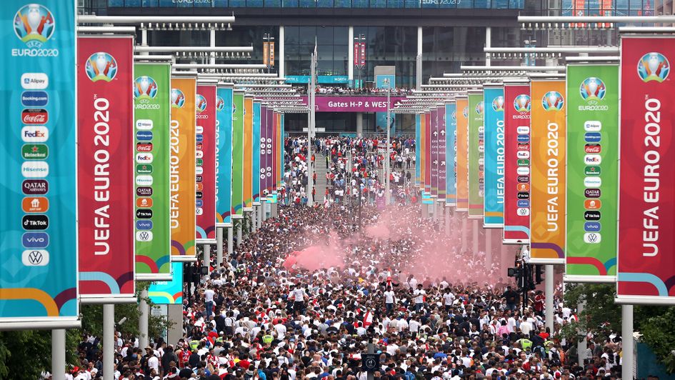 Fans outside Wembley ahead of the Euro 2020 final