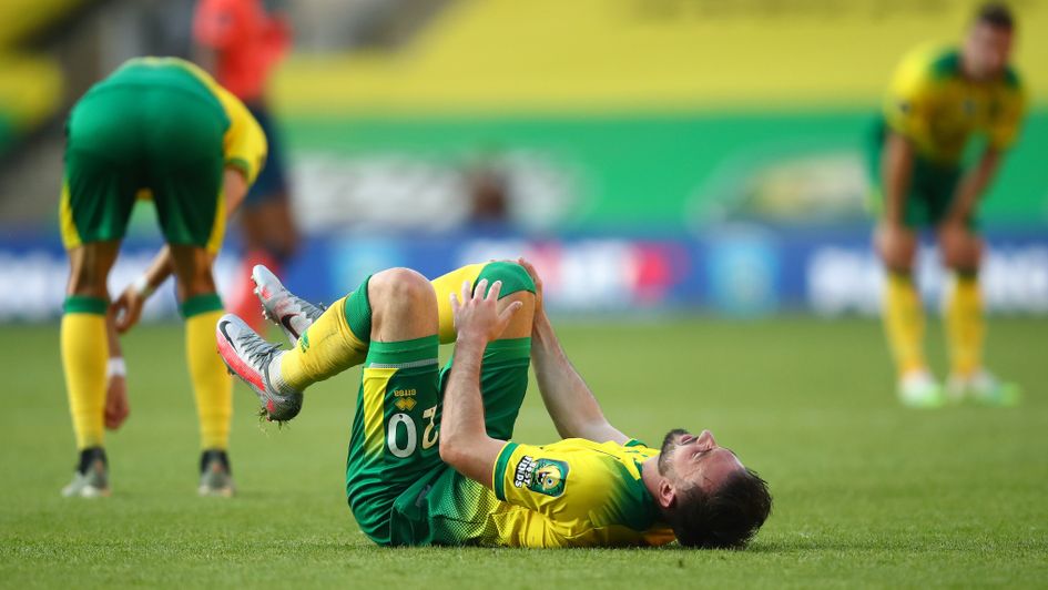 Josip Drmic lays stricken in despair as Norwich lose again, this time to Everton