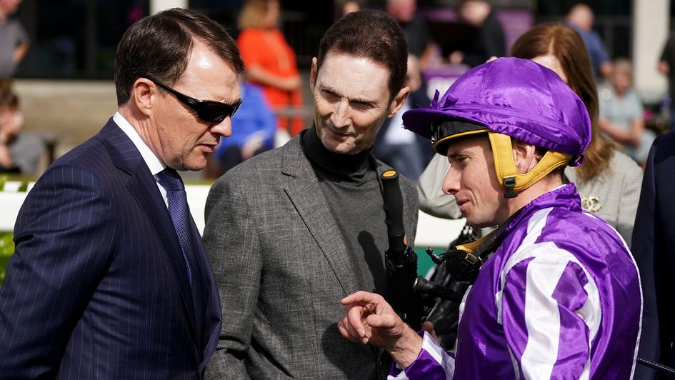 Aidan O'Brien (left), Paul Smith and Ryan Moore