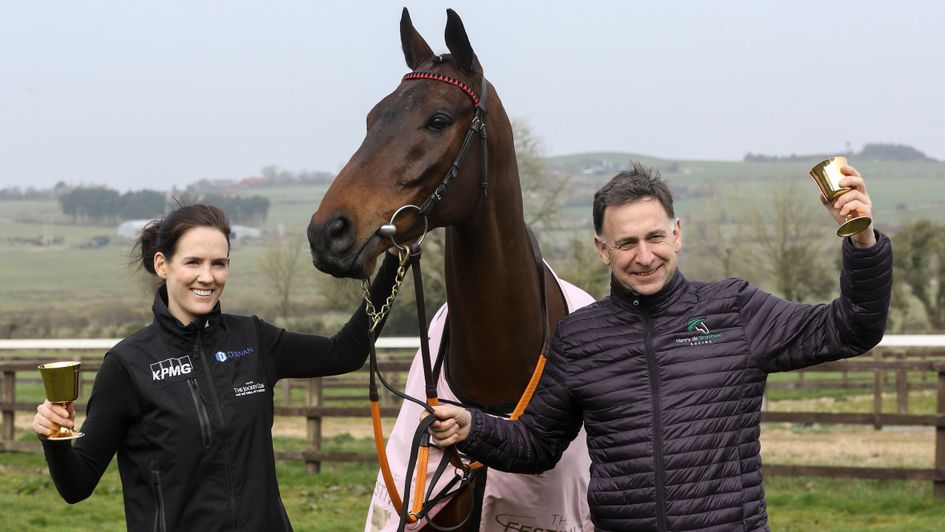 A Plus Tard pictured with Rachael Blackmore (left) and Henry De Bromhead