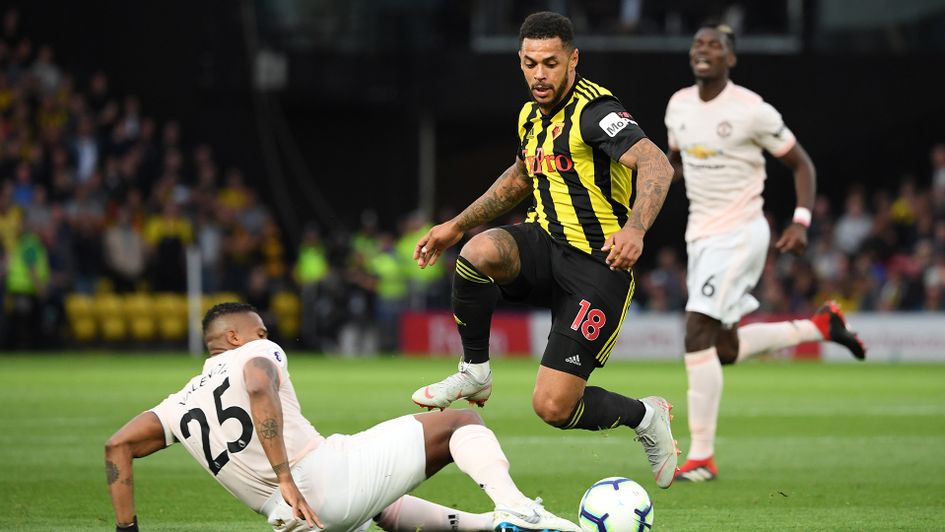 Andre Gray in action for Watford against Manchester United