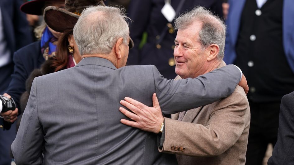 JP McManus congratulates Michael Buckley after Constitution Hill's win