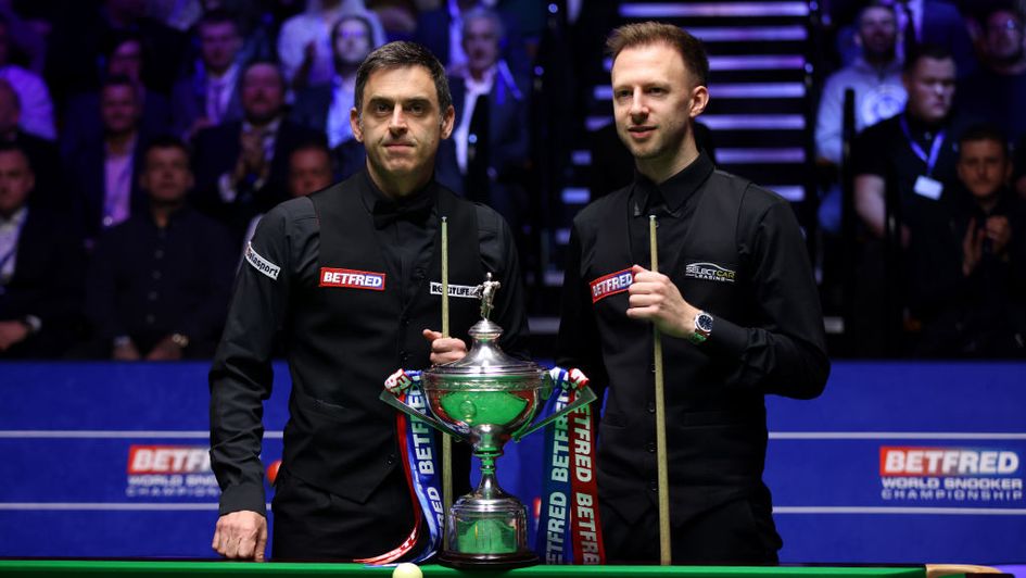 Ronnie O'Sullivan and Judd Trump before the World Championship final