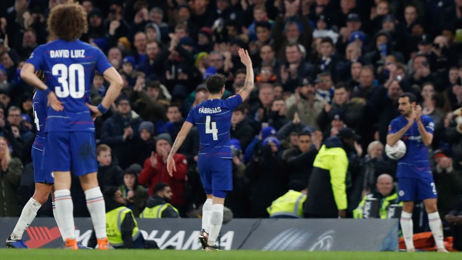 Cesc Fabregas (centre): The Spaniard acknowledges Chelsea fans