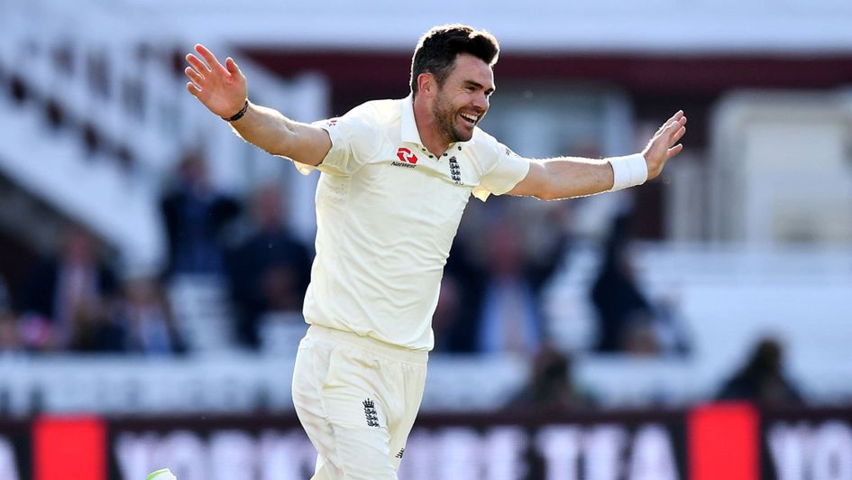 James Anderson celebrates his 500th Test wicket