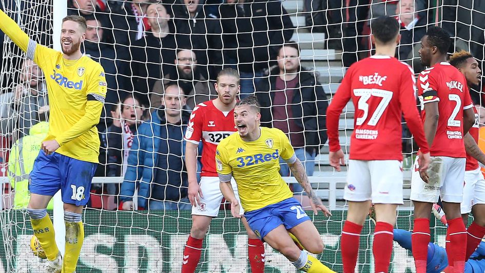 Kalvin Phillips celebrates late Leeds goal against Middlesborough