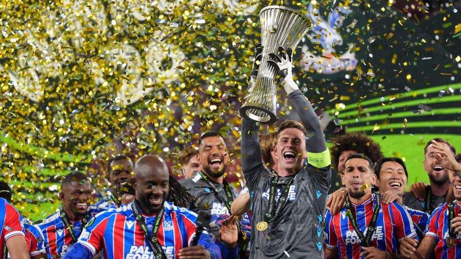 Dean Henderson lifts Conference League trophy for Crystal Palace