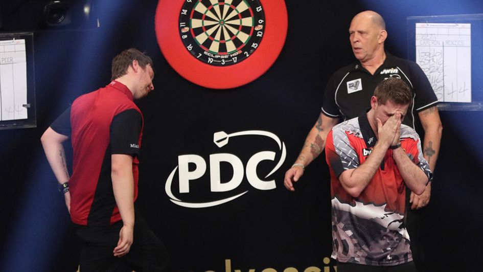 Berry van Peer is emotional after victory over Cameron Menzies (Picture: Lawrence Lustig/PDC)