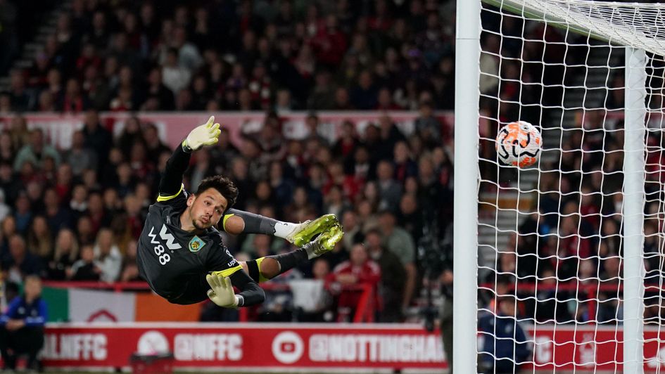 Burnley goalkeeper James Trafford can't stop Callum Hudson Odoi's fine strike
