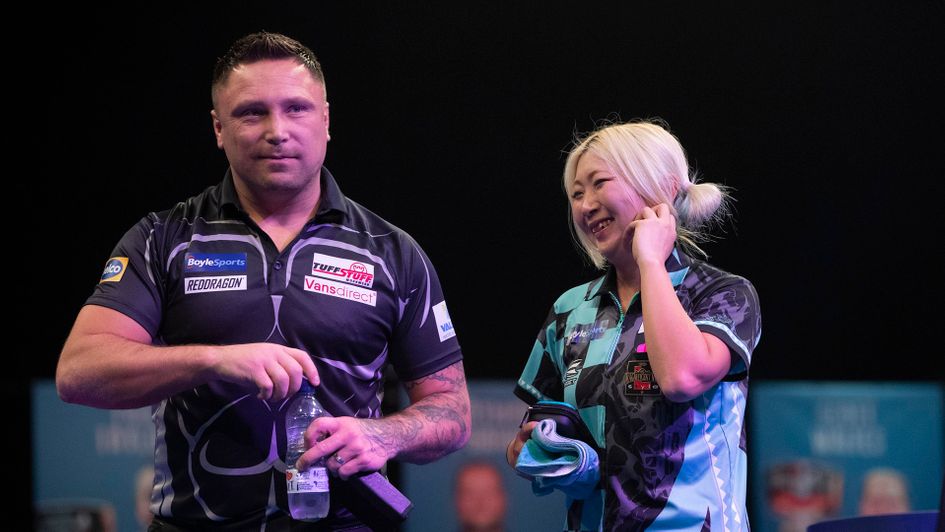 Gerwyn Price and Mikuru Suzuki (Picture: Lawrence Lustig/PDC)