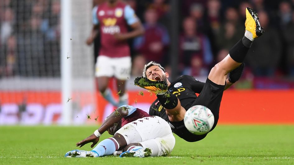 Marvelous Nakamba's tackle on Sergio Aguero which led to a yellow card